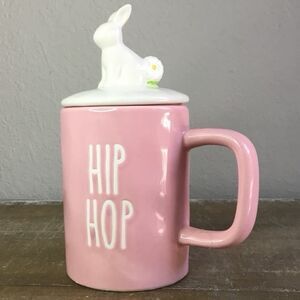 B Harbor Hip Hop Pink Bunny Spring Easter Cottaagecore Country Mug‎ with Lid